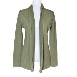Neiman Marcus 100% Cashmere Open Cardigan Sweater Women SM Green Quiet Luxury